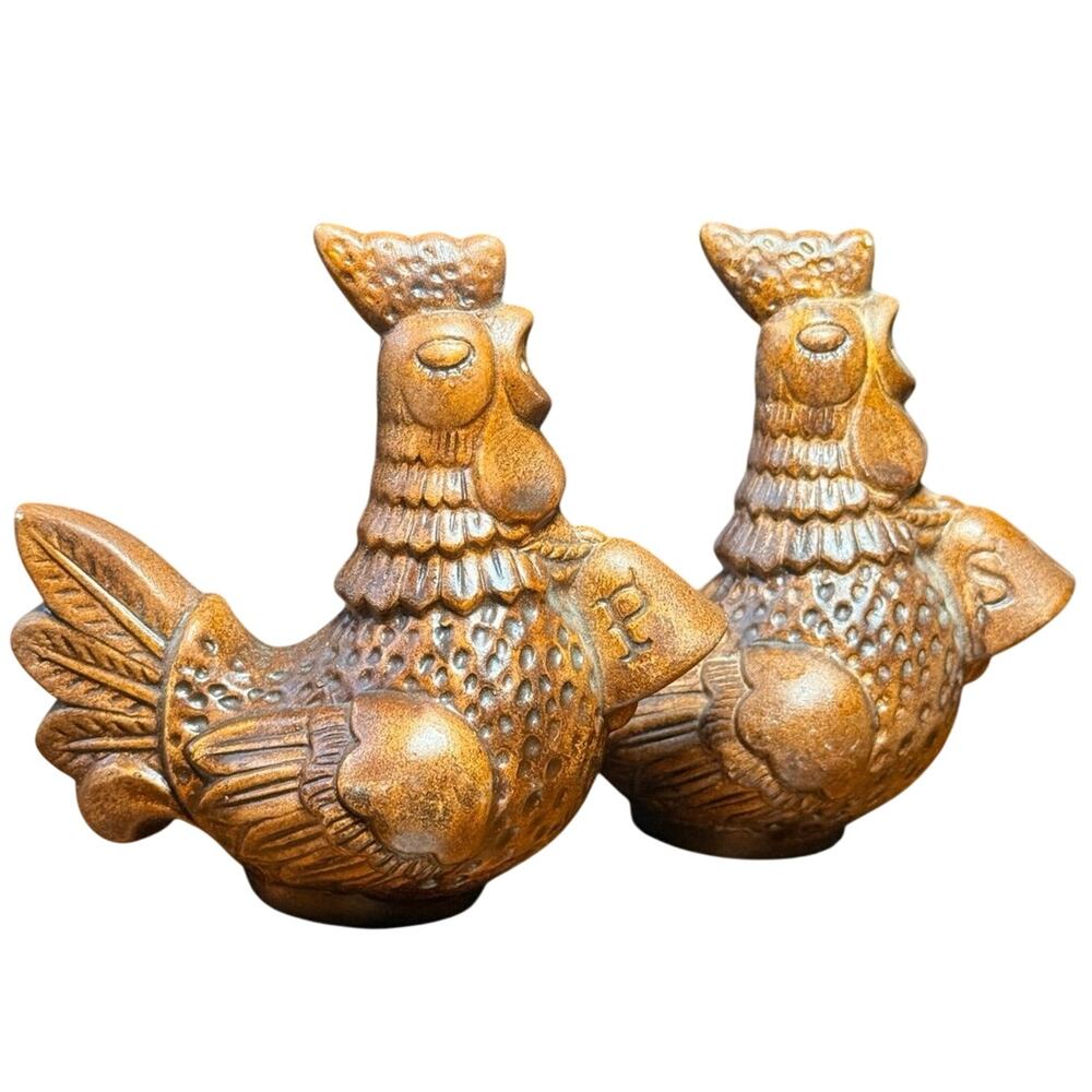 Vintage MCM 1960s Treasure Craft Ceramic Rooster Salt and Pepper Shakers Set USA